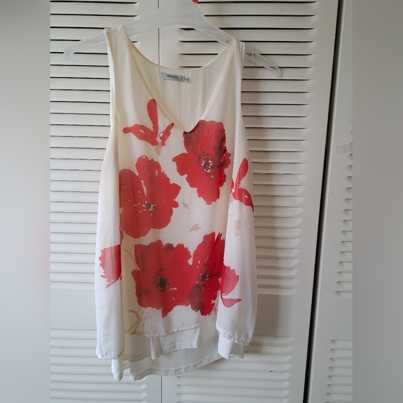 Pretty sz S ( fits M) lined, chiffon, sleeveless, summer, Poppy top - Picture 2 of 5